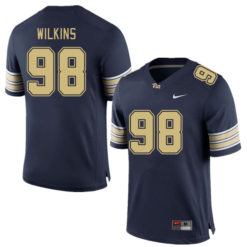 Men #98 Brock Wilkins Pitt Panthers College Football Jerseys Stitched Sale-Navy